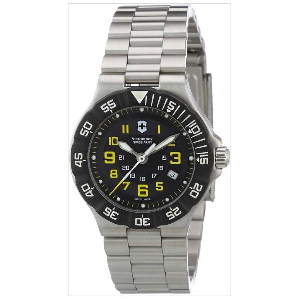 Victorinox Swiss Army Watch 241417 Black Face Yellow Numbers - Picture 3 of 5